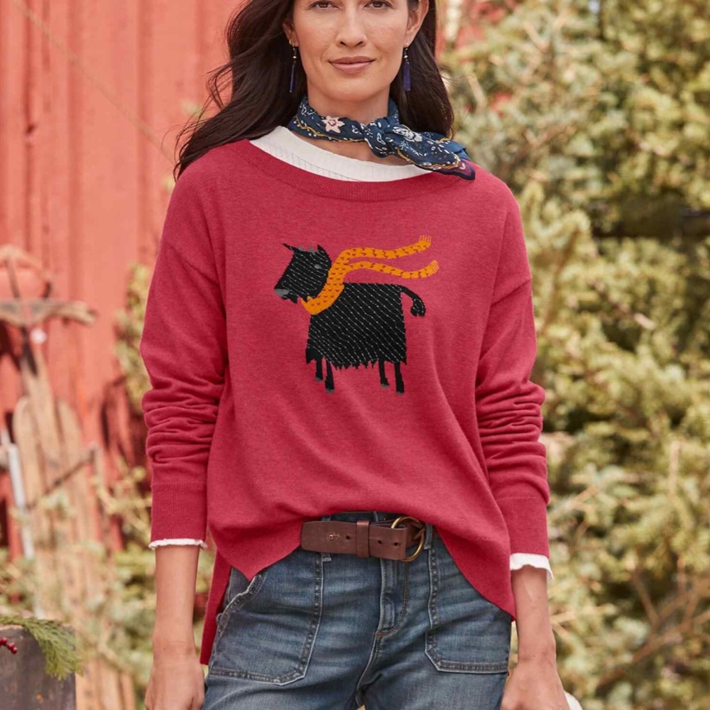 Sundance Womens Wool Sweater Cheerful Billy Red Size XXL